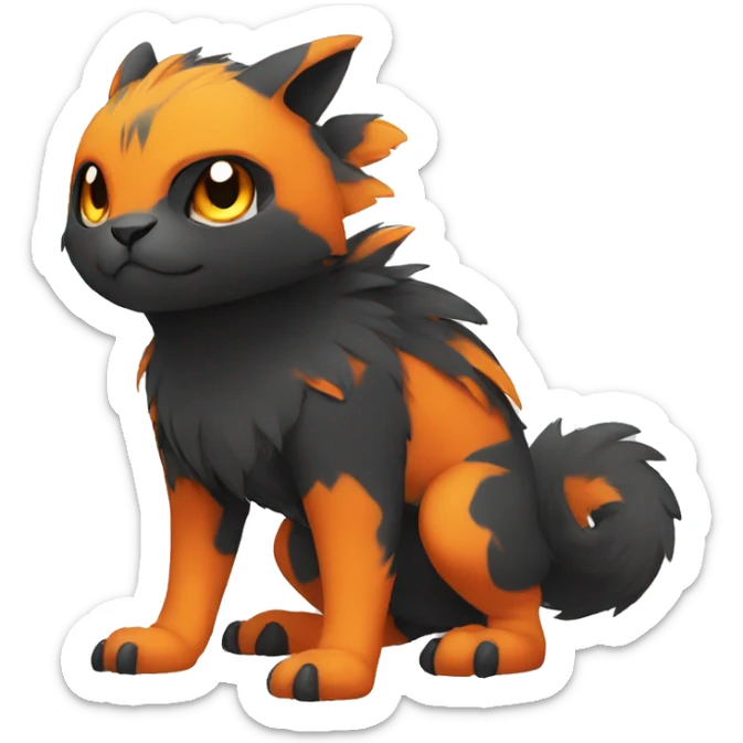 Cute cool black orange animal hybrid Fakemon full body sticker