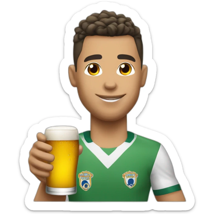 Ronaldo qui fait une retourné avec une bière et un ballon sticker
