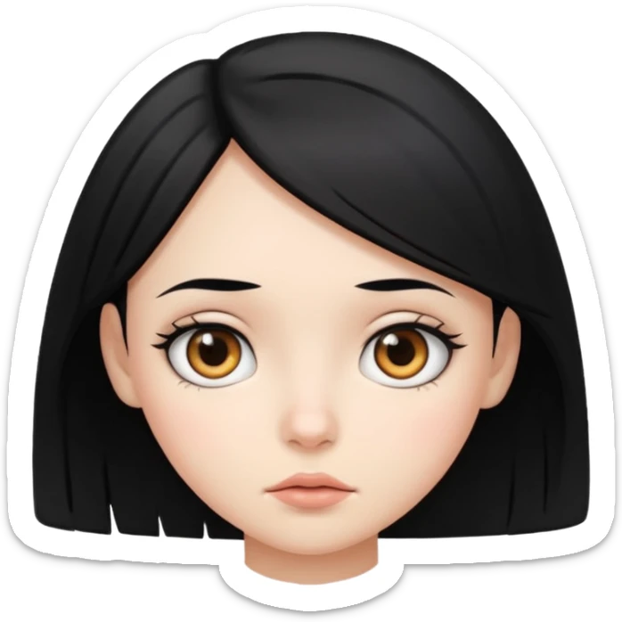 A girl with black hair giving curious eye look sticker