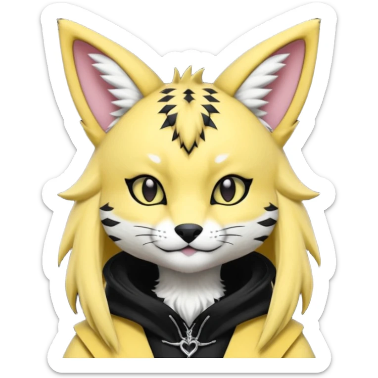 Cool gothic cute Kemonomimi Nekomimi Japanese Anime Kemono Furry Style Vernid-Serval-Renamon-Zeraora-Sergal-Fursuit-furry-fursona sticker