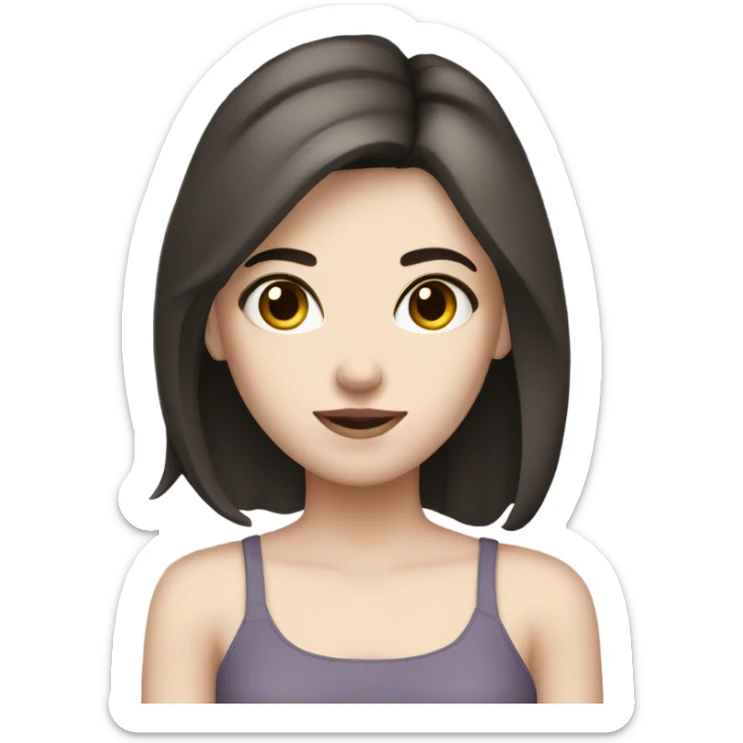 girl with dark brown hair slanted black eyes and pale skin sticker