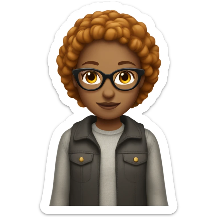 girl with lights skin black glasses grey eyes and light brown a littlebit ginger hair  sticker