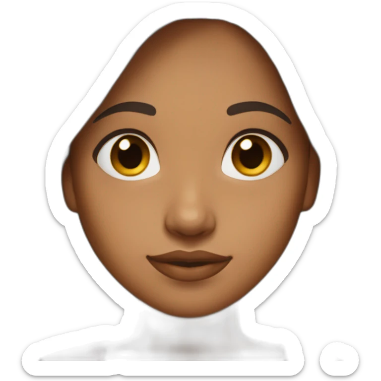 brown girl straight back hair, with amber eyes and long dark hair with light brown skin sticker