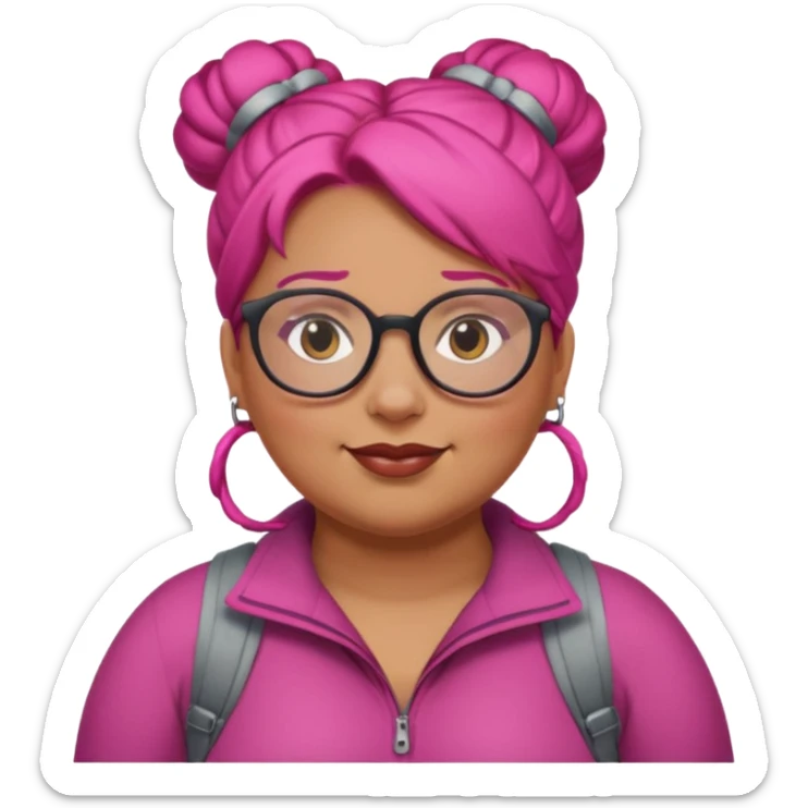climber fat woman with dark pink bun hair and glassess sticker