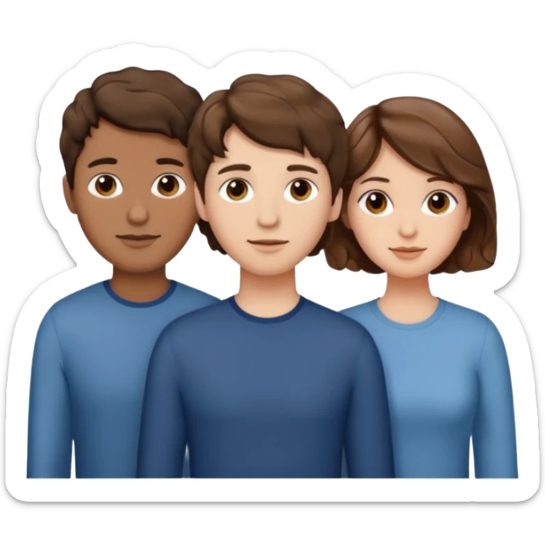 Throuple two women with short wavy brown hair, male with short brown hair sticker