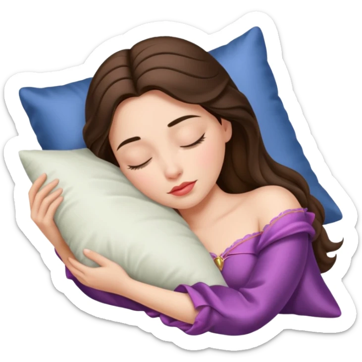 sleeping beauty brunette white girl with a silk pillow sticker