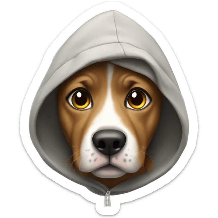 Dog wearing a hoodie sticker