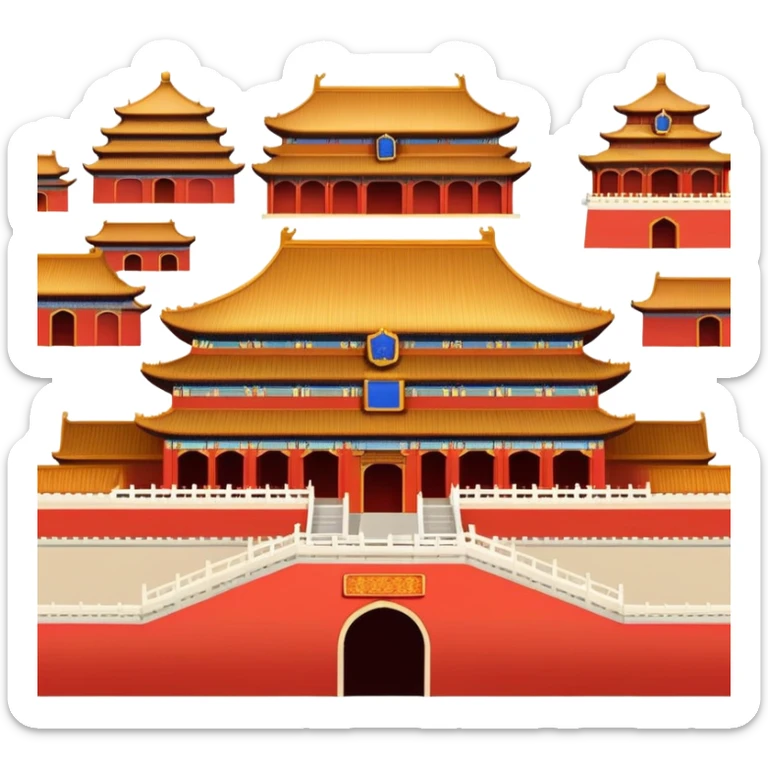 Forbidden City palace, iconic Chinese imperial architecture, simple emoji style sticker