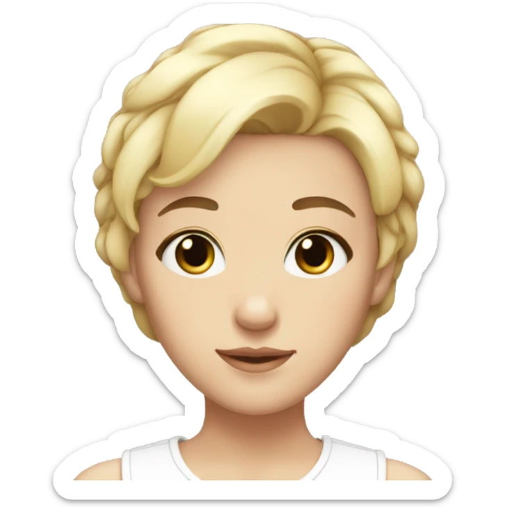 girl short hair white pretty eyes head only sticker