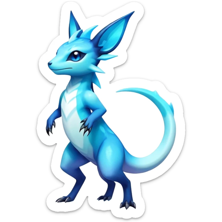 Colorful Dark Shiny Exotic Salandit-Aurorus-Glaceon-Fakémon-hybrid-creature (full body)  sticker