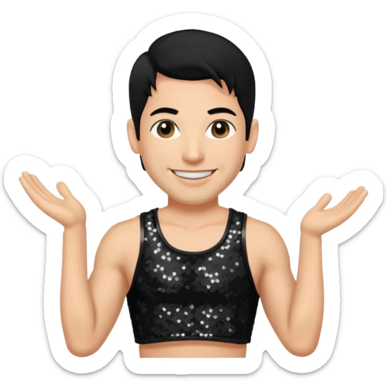 Danny Wood from NKOTB with black hair, black sequin crop top sticker