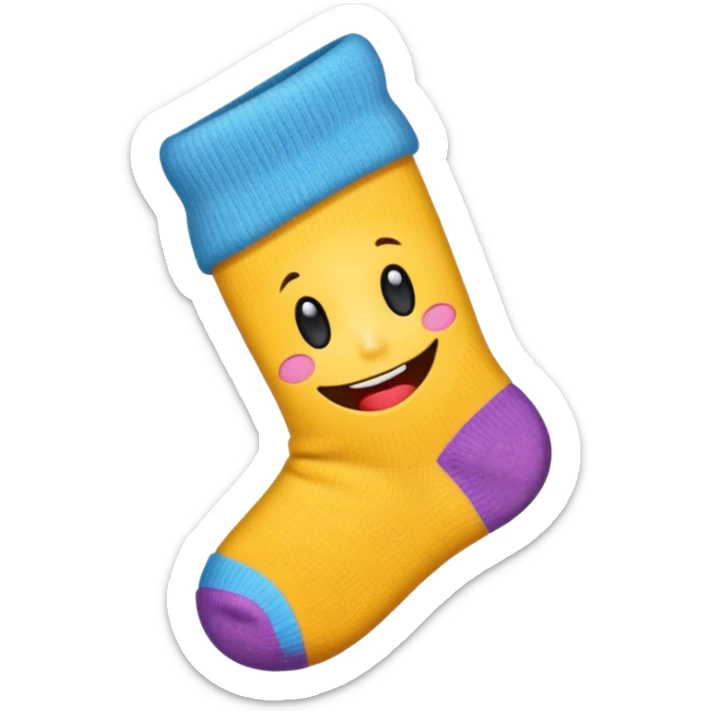 cute emoji of a worn-out sock with a hole at the big toe sticker