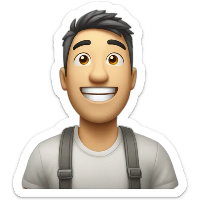 chico festejando estirando los brazos hacia arriba feliz, con billetes volando sticker