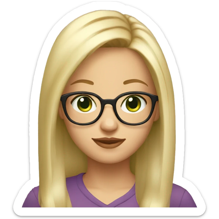 Big girl blonde hair glasses green eyes straight hair sticker