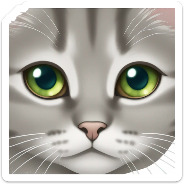 small British shorthair white cat green eyes hugging long brown hair blue eyes white woman  sticker