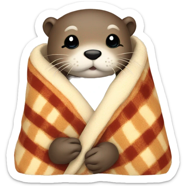 otter cozy in blanket sticker