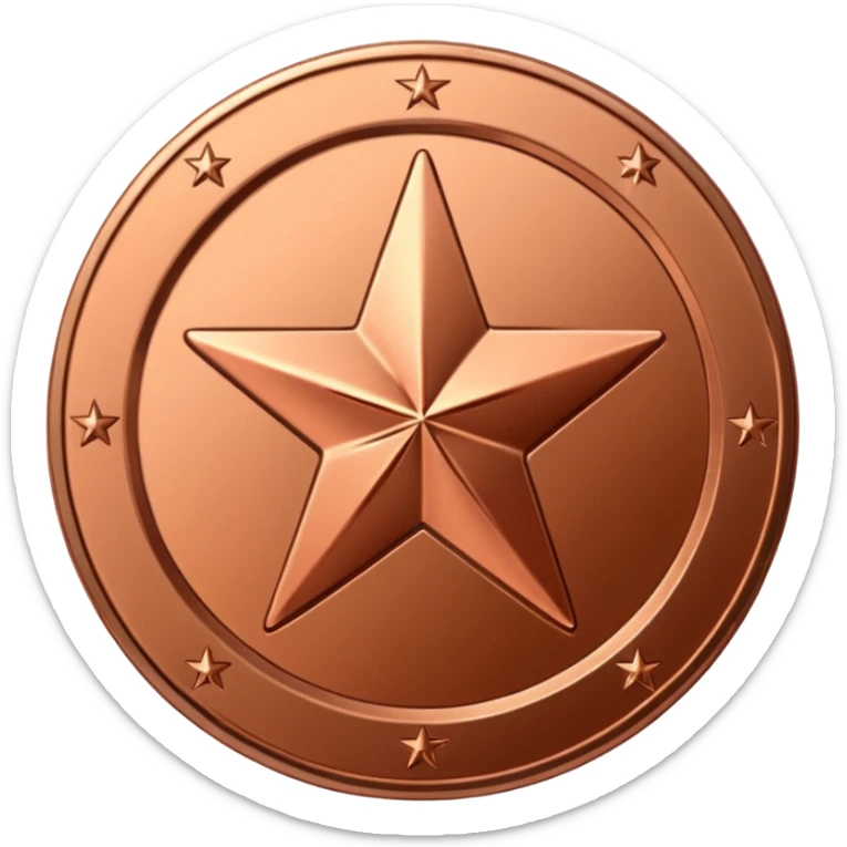 A shiny, metallic coin in Copper's signature brand color. In the center, you could have a simple star, a checkmark, or a "W" for "Win." sticker