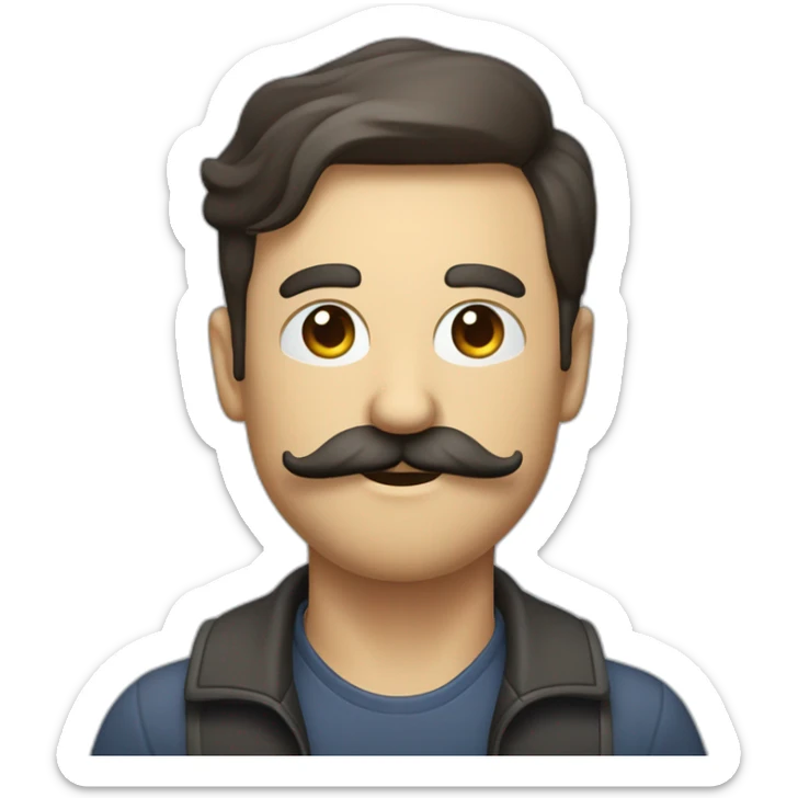 a man with moustache he is a Discord moderator (staff) il porte des vetements avec le logo de l'application Discord sticker