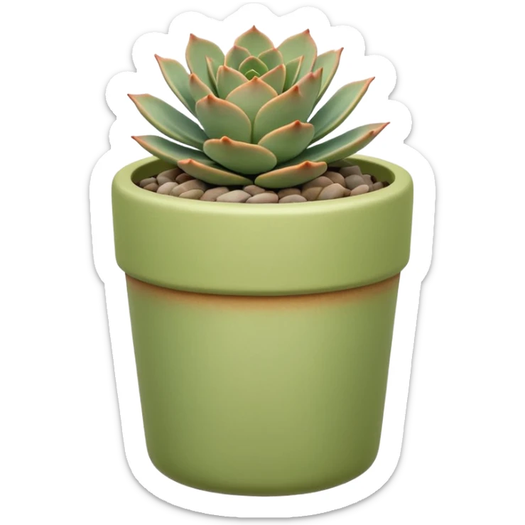 A ceramic pot in pastel caramel color, in the shape of a cylinder, the pot is tall, it has an echeveria ruffle succulent plant sticker