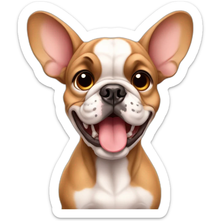 Fawn France-BullDog with big ears and big mouth sticker