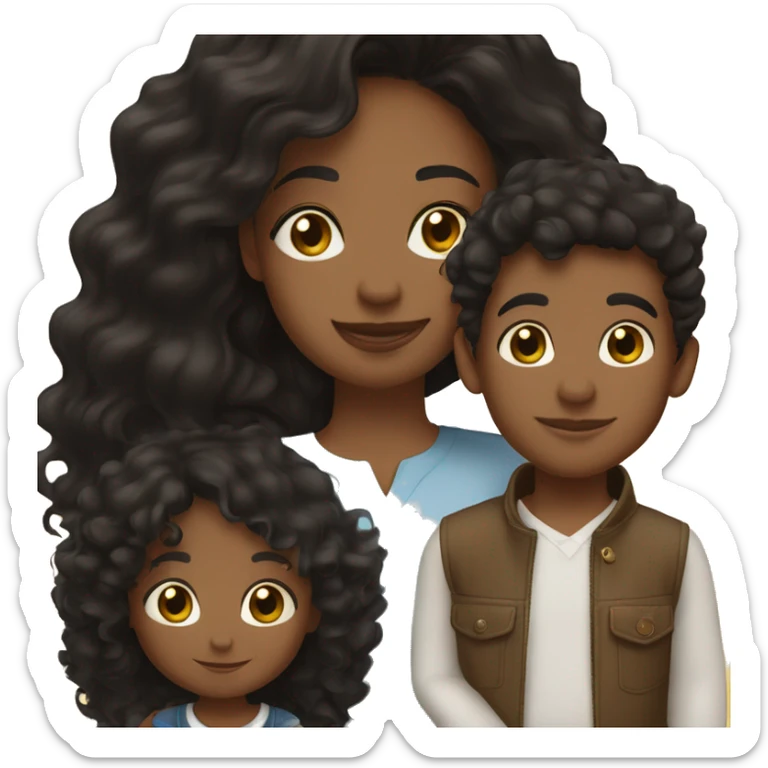 me with my 4-year-old son. I’m a Colombian woman with long wavy black hair and hazel eyes. My son, mixed French, Congolese, and Colombian, has slightly darker skin, curly hair on top, short sides, and black eyes.” sticker