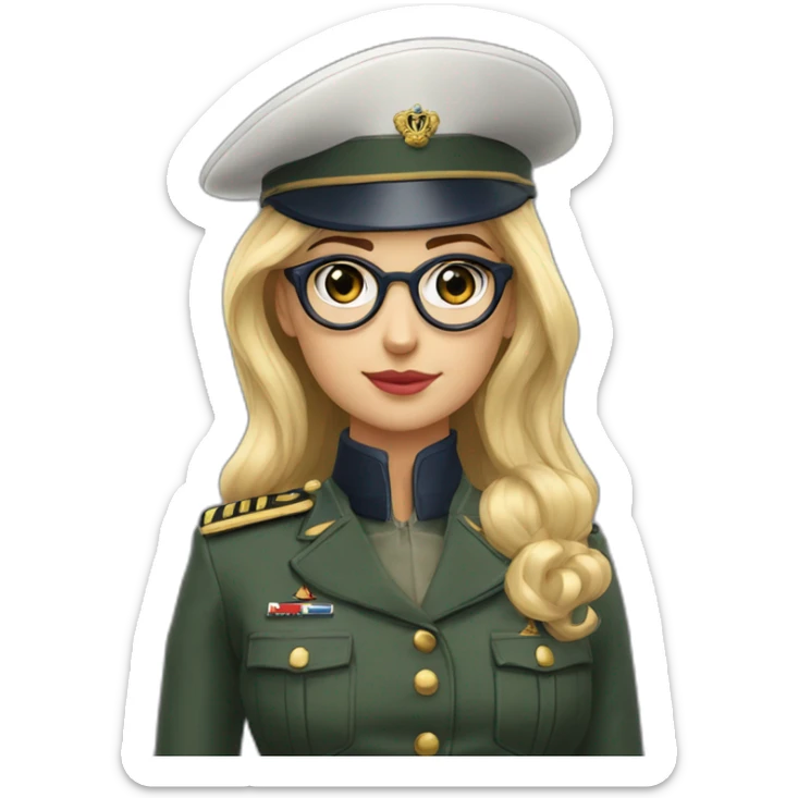 maeva sergent militaire francais blonde yeux bleu et lunettes sticker