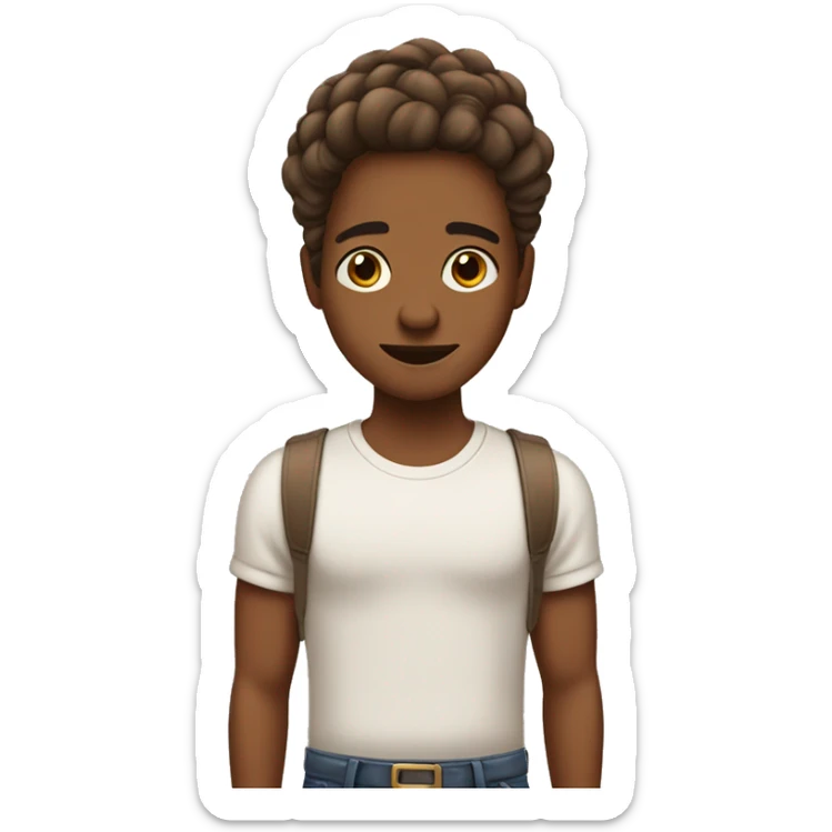 A brown skin person with a buzz and a strand of hair in the back ￼ sticker