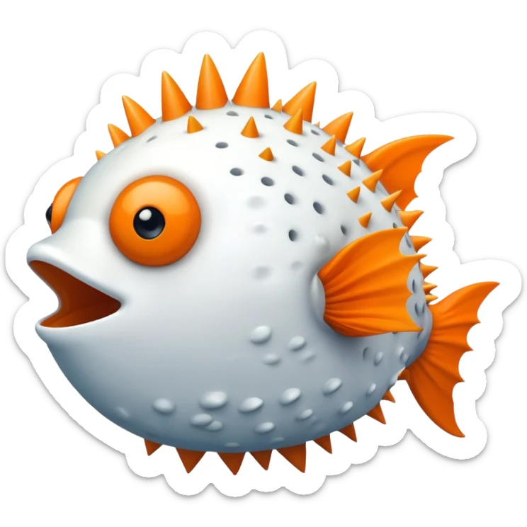 A blowfish puffs up to protect itself, showing off its spiky charm in the ocean sticker