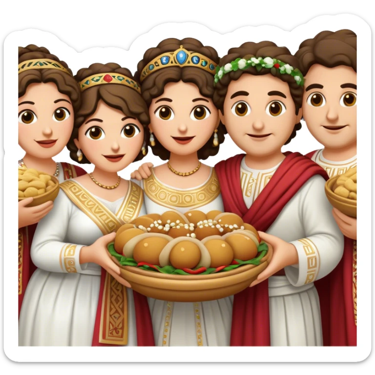 Cinematic Realistic My Big Fat Greek Wedding Pop Culture Emoji, depicting a vibrant celebration of Greek culture rendered with lively textures and festive lighting. sticker