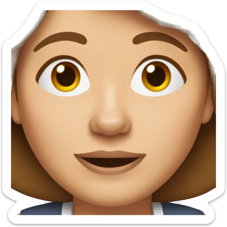 A woman in her 60's with brown-hair, brown eyes and a beagle dog sticker