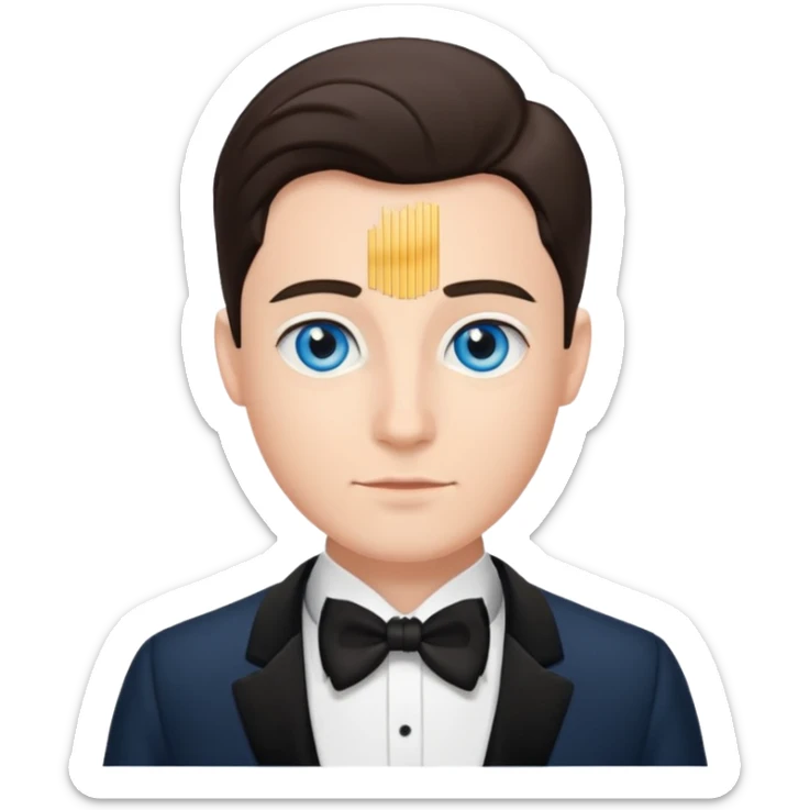 🤵🏼bu emojide sadece göz rengini mavi yap ve Smokinli olsun sticker