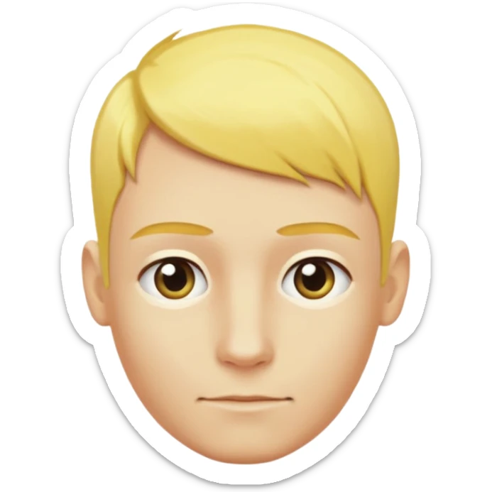 Gözlük yok saçları sarı renk sağ taraf saç kesimi sıfır sticker