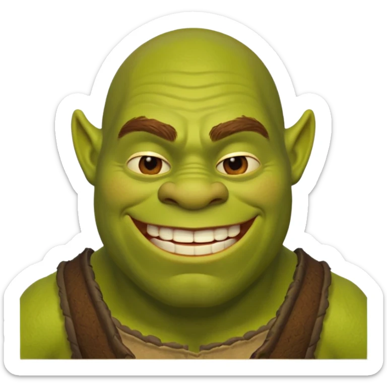 Create a Shrek emoji for a teams chat but make it more original style to the movie sticker