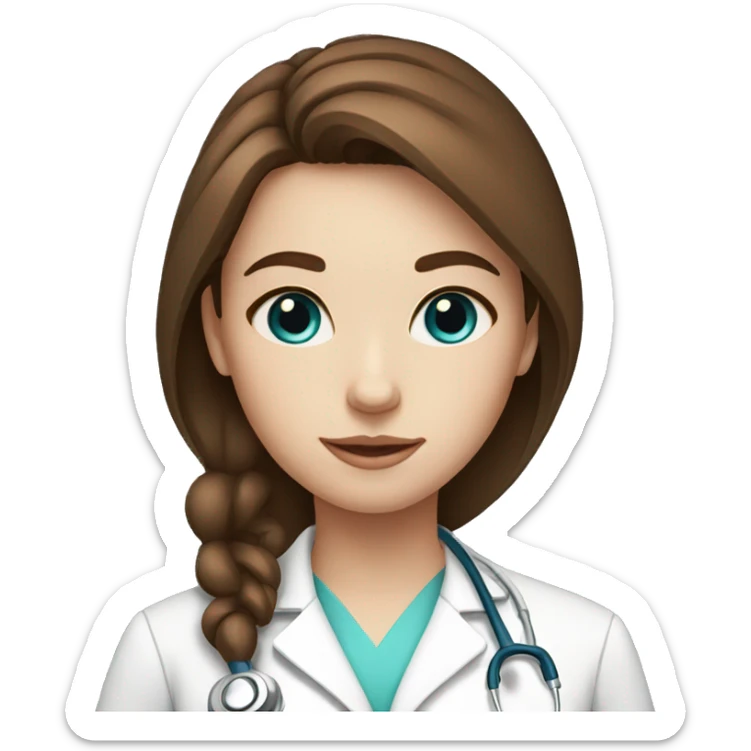 doctor girl with brown hair, blue eyes and fair skin sticker