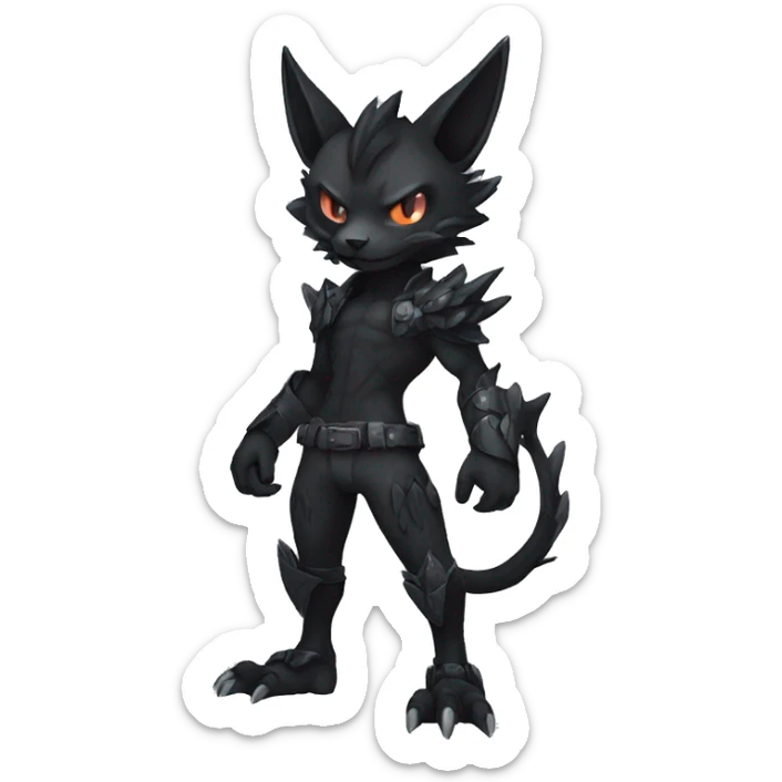 cool edgy dark-themed animal hybrid Fakemon full body sticker