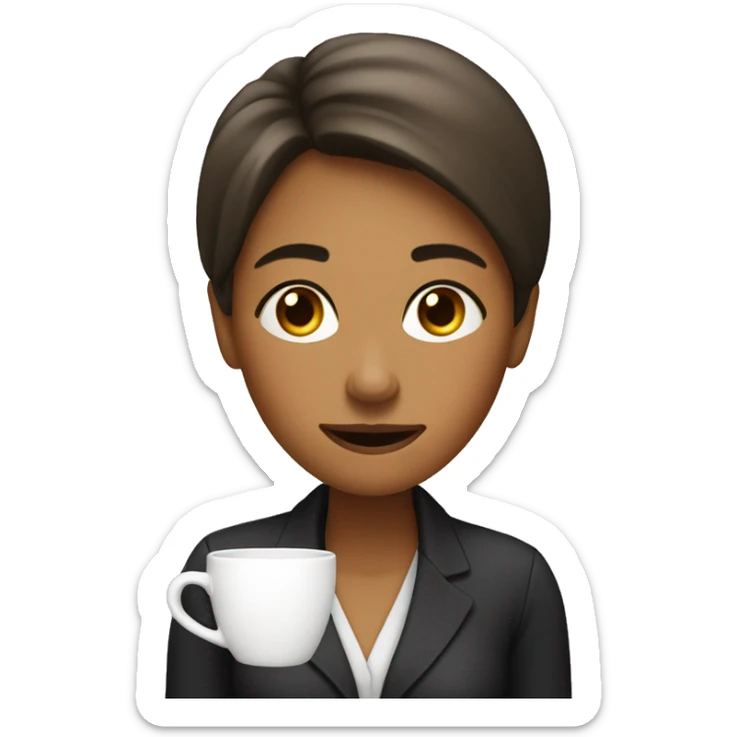 face of 30 years old female working for company 9 to six, who sick of drinking coffee but instead drinking tea when she visits cafe everyday sticker