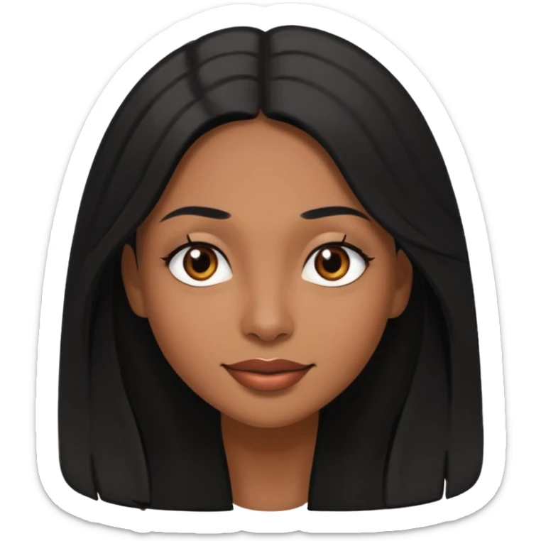 pretty brown skin woman with long black hair and brown eyes with the side eye expression  sticker
