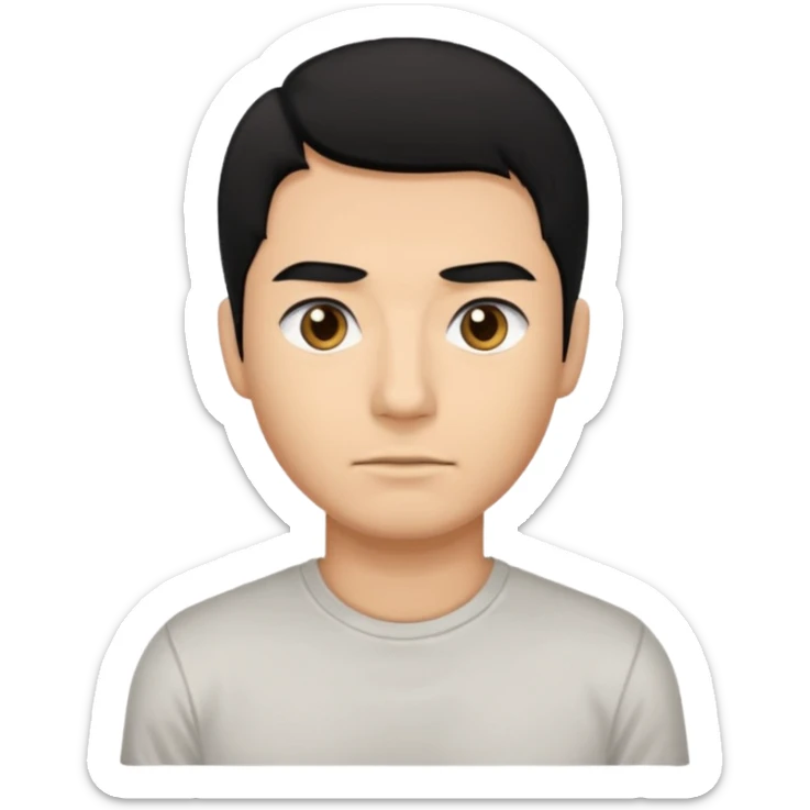 The man black hair and black eyes full body with t shirt  sticker