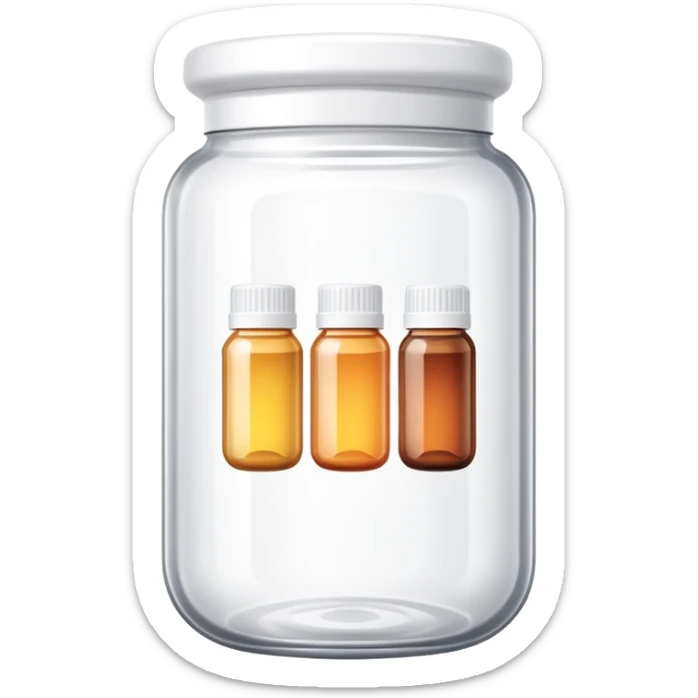 emoji of beauty tubes and jar with brand labels, minimalistic design sticker