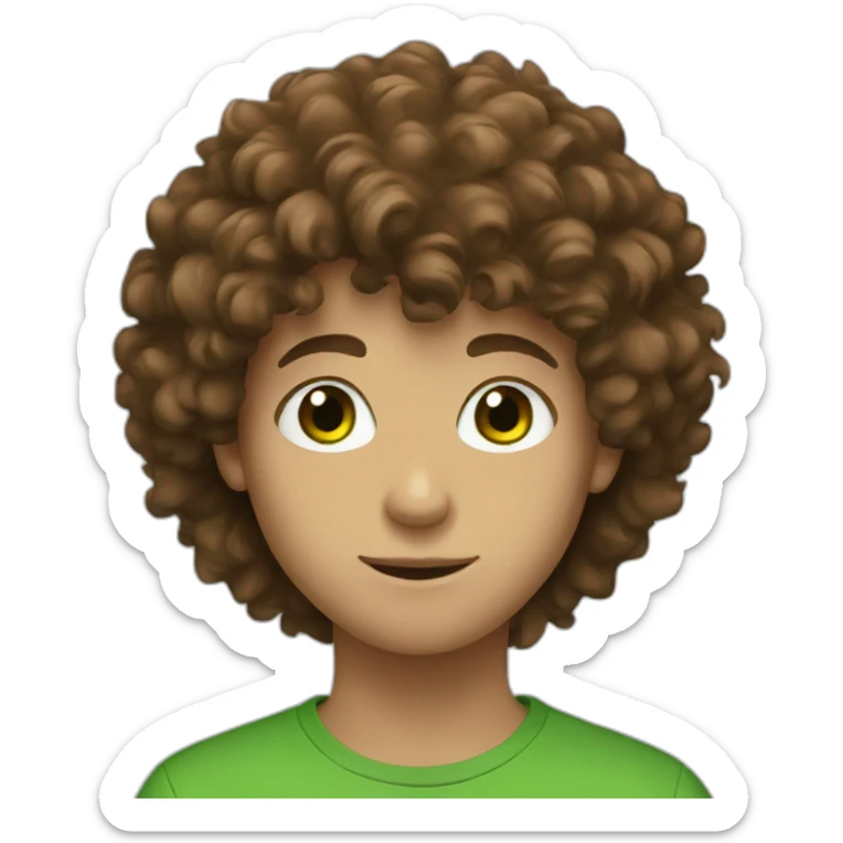 Teenage boy with green eyes and brown fluffy hair sticker