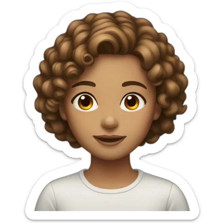tanned girl brown hair with highlightsshort curly hair  sticker