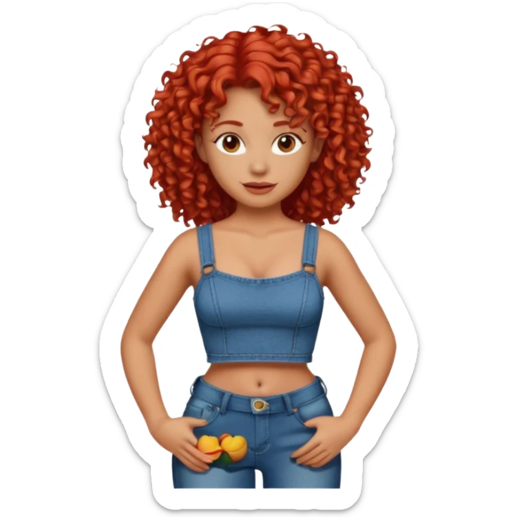 OGER with red curly hair that looks Mexican that is big and fat wearing jeans and a crop top sticker