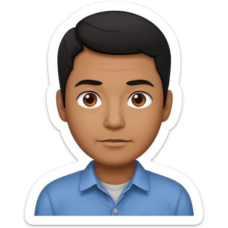 great job, now i would like a middle aged dark brown person with black hair on head in casual shirt sticker