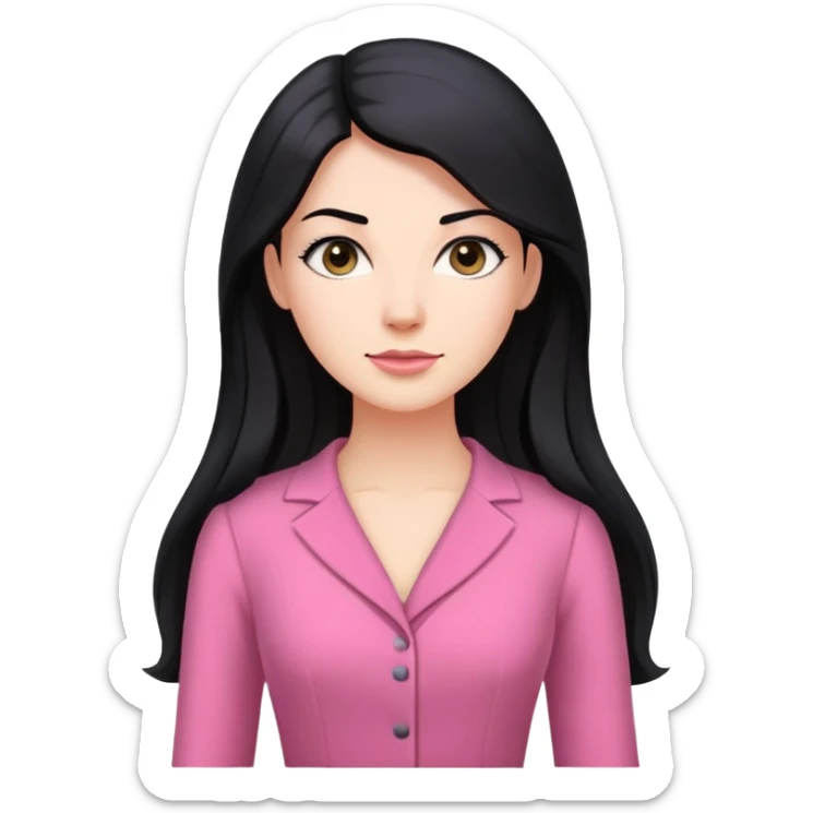 Business dress pink woman caucasian long black hair girl sticker