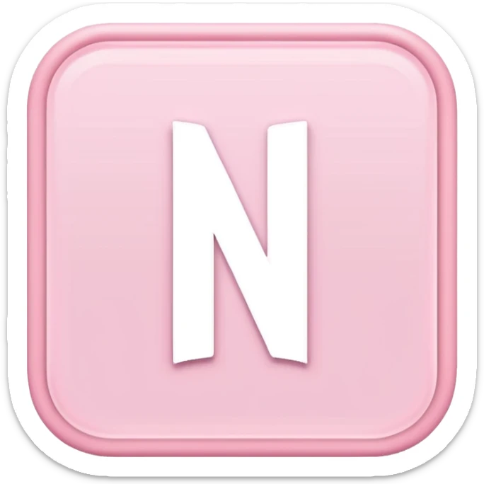 Netflix aesthetic "N" logo in pastel pink with white glowing outline around "N" sticker