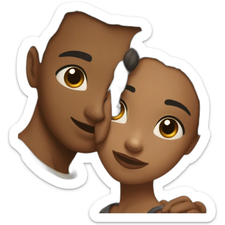 ChatGPT hug a black girl brown eyes and sblack hair in a bun sticker