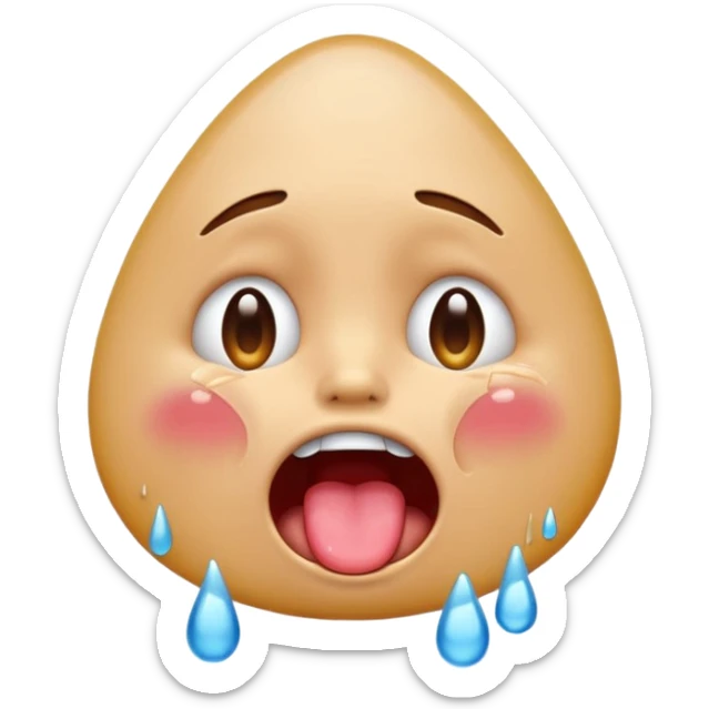 the crying emoji but realistic and it has its mouth open and you can see its tongue and its crying continually and you can see the stream sticker