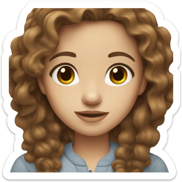 Cute it girl with wavy brown hair and brown eyes and white skin tone  sticker