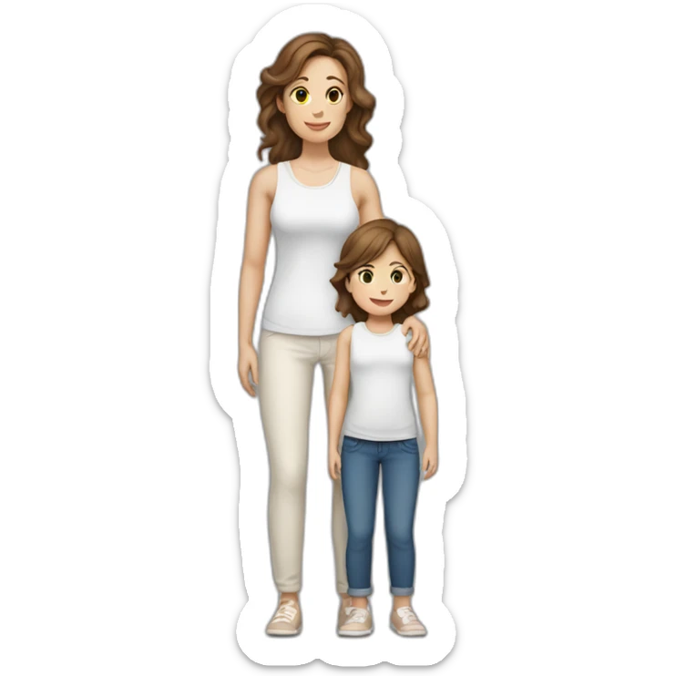 mother and child with brown hair5 and white skin full length sticker