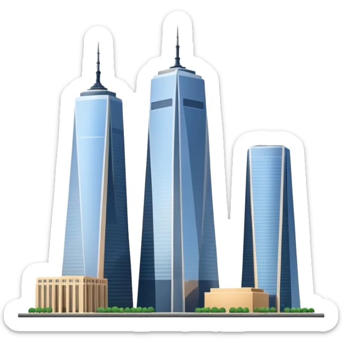 simple and recognizable emoji of the two towers of the World Trade Center, no other buildings, neutral background sticker